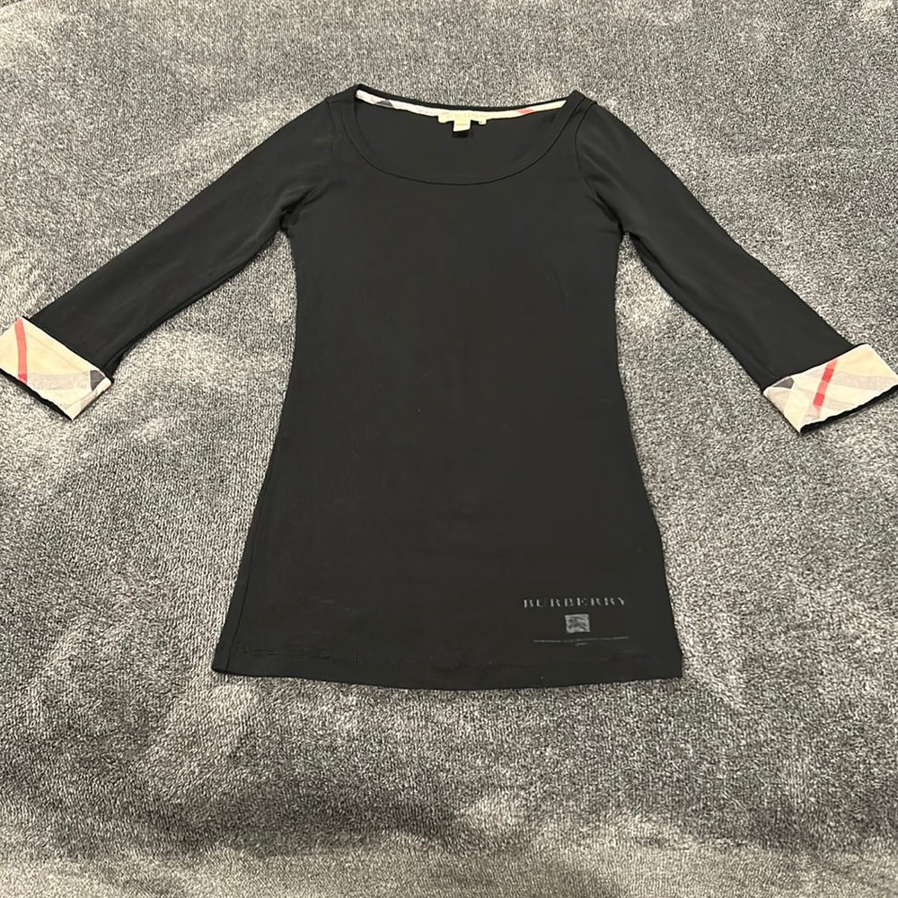 Burberry Britt Black 3/4 Sleeve Shirt Women’s Size XS